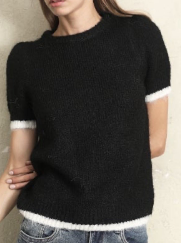 Pull manches courtes bicolore