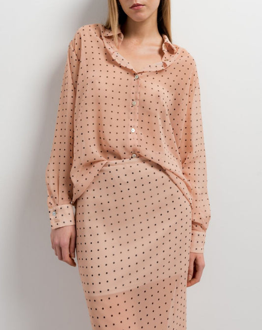 Chemise fluide ELISA transparente à pois