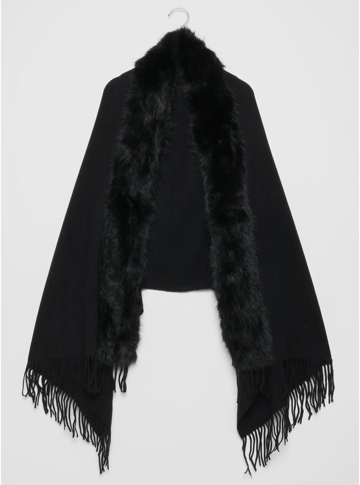 Écharpe châle en fourrure et broche divers coloris