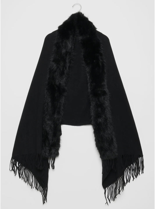 Écharpe châle en fourrure et broche divers coloris