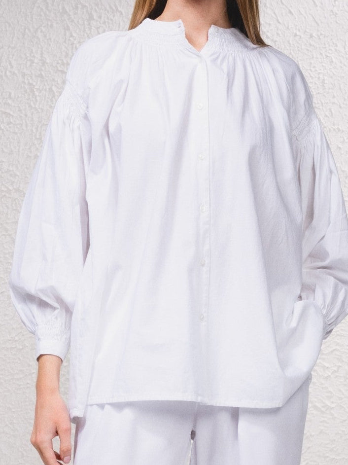 Blouse blanche coton manches ballons