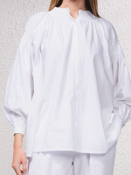 Blouse blanche coton manches ballons