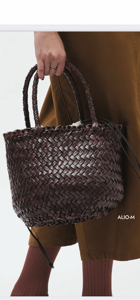 Sac cuir véritable tressé
