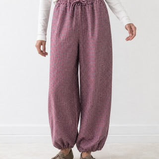Pantalon bordeaux vichy resserré