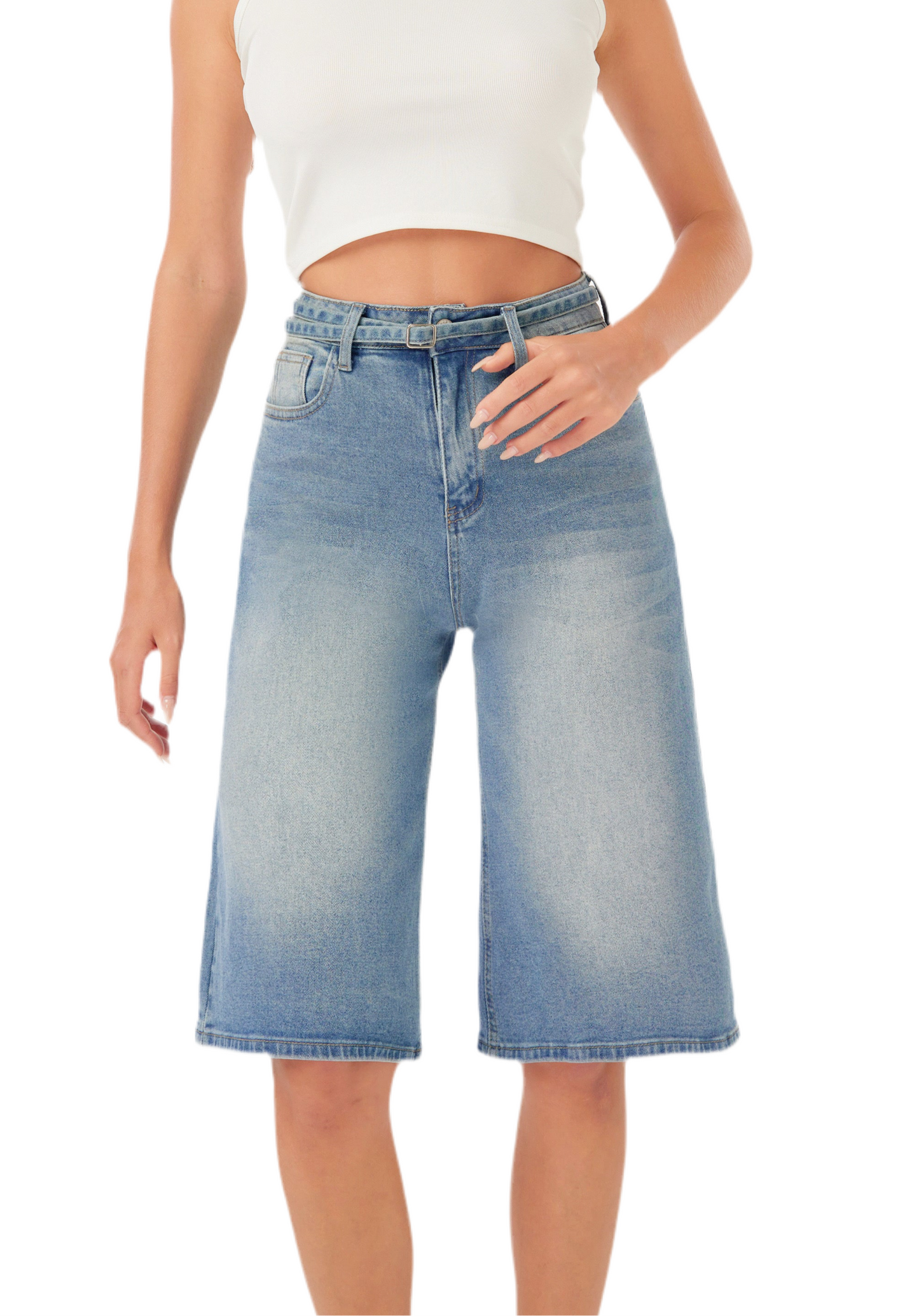 Bermuda denim palazzo