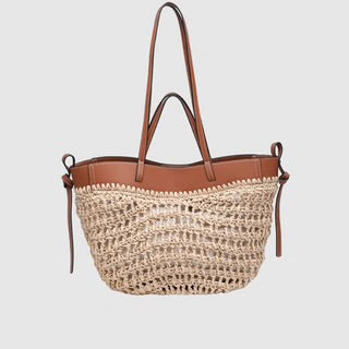Sac combiné paille et bord couleur