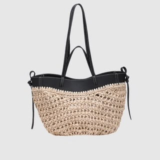 Sac combiné paille et bord couleur