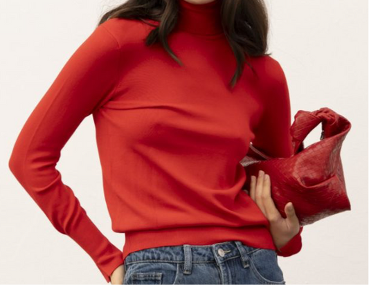 Pull col roulé rouge ou gris  ELISA