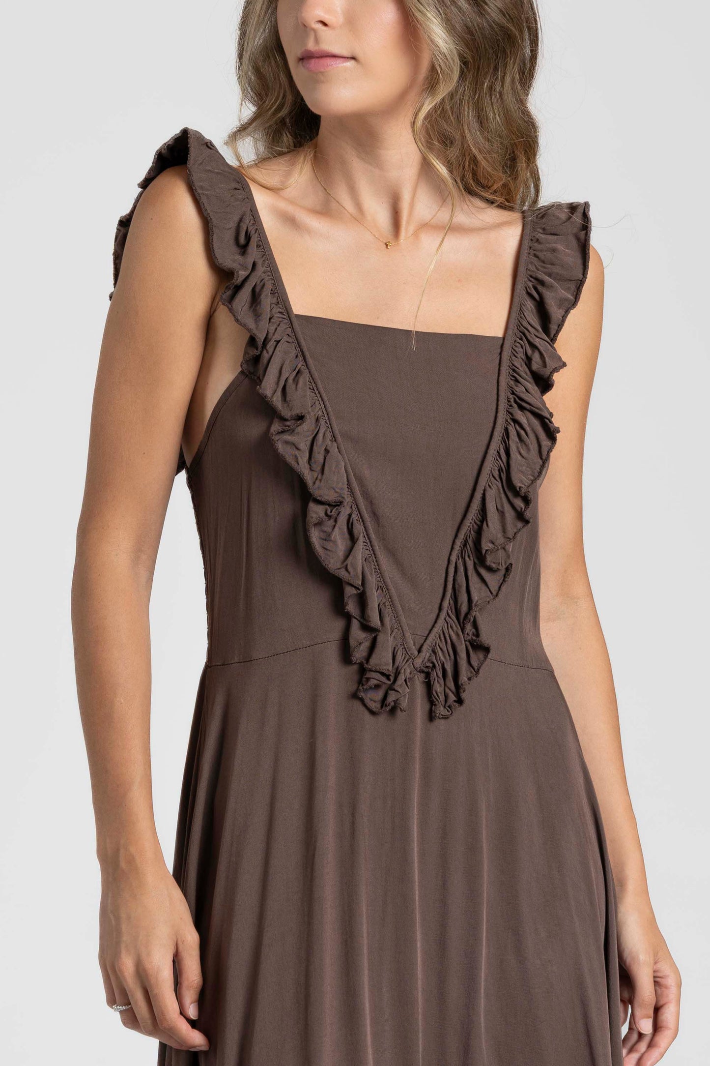 Robe longue coton volants lien cou (2)
