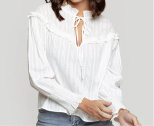 Blouse blanche coton volant