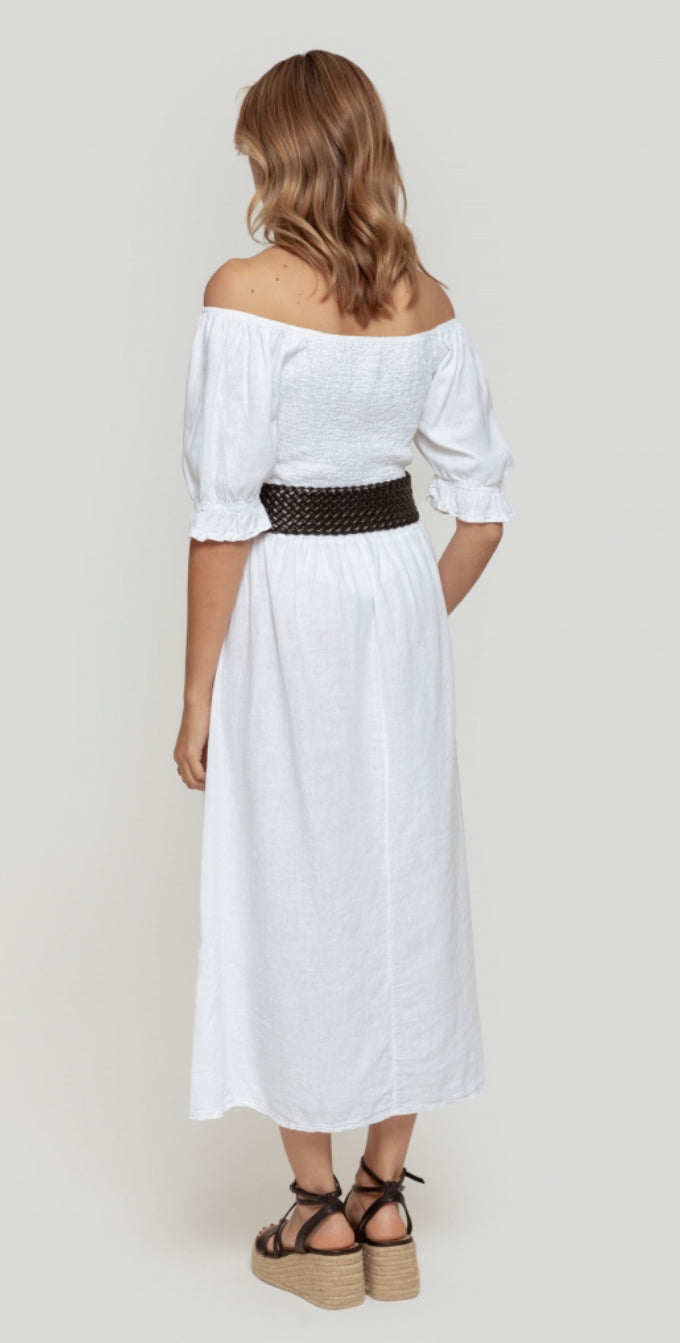 Robe longue blanche smocks