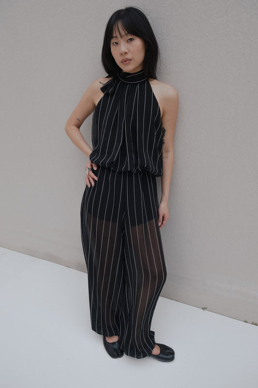 Pantalon voile rayé noir blanc Elisa (1)