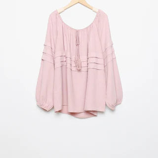 Blouse lin blanche ou rose 3 plis