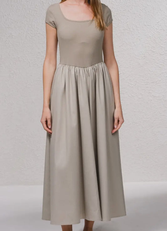 Robe marron maille et coton SMF