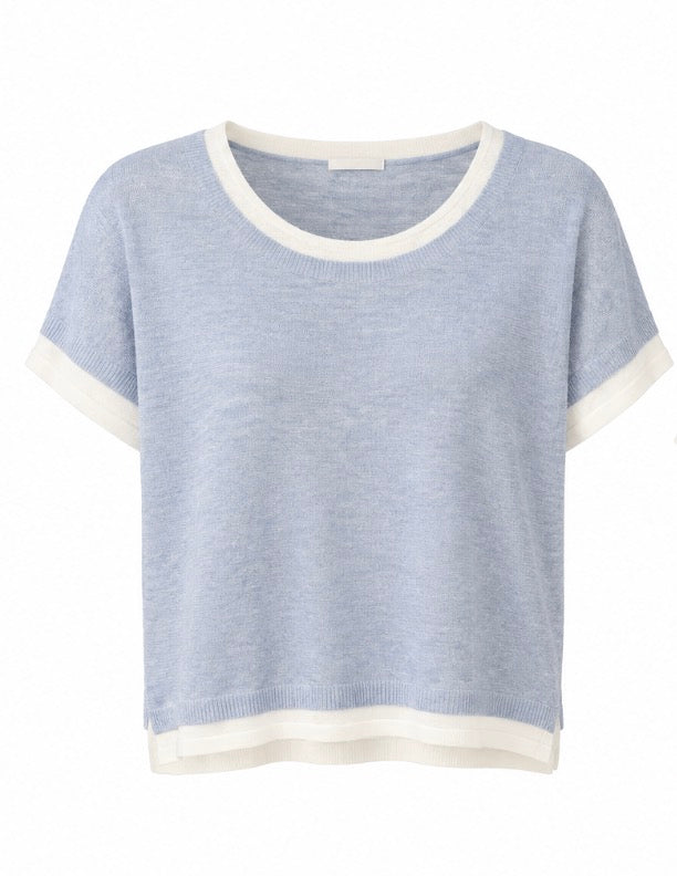 Pull manches courtes bi coloré