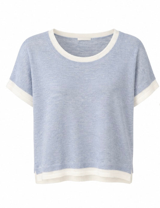 Pull manches courtes bi coloré