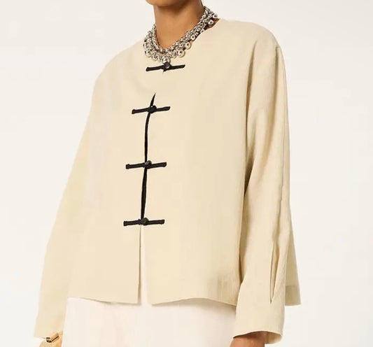 Veste crème boutons noeuds