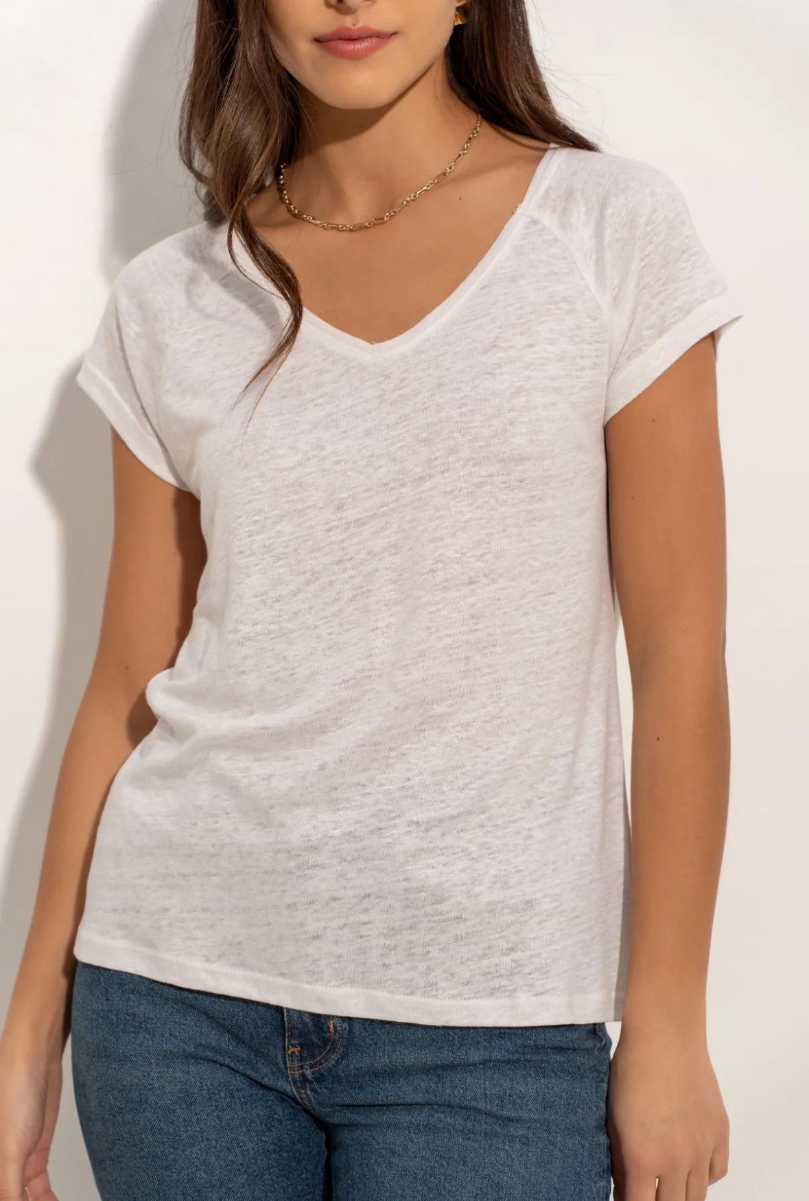 T-shirt Lin col v