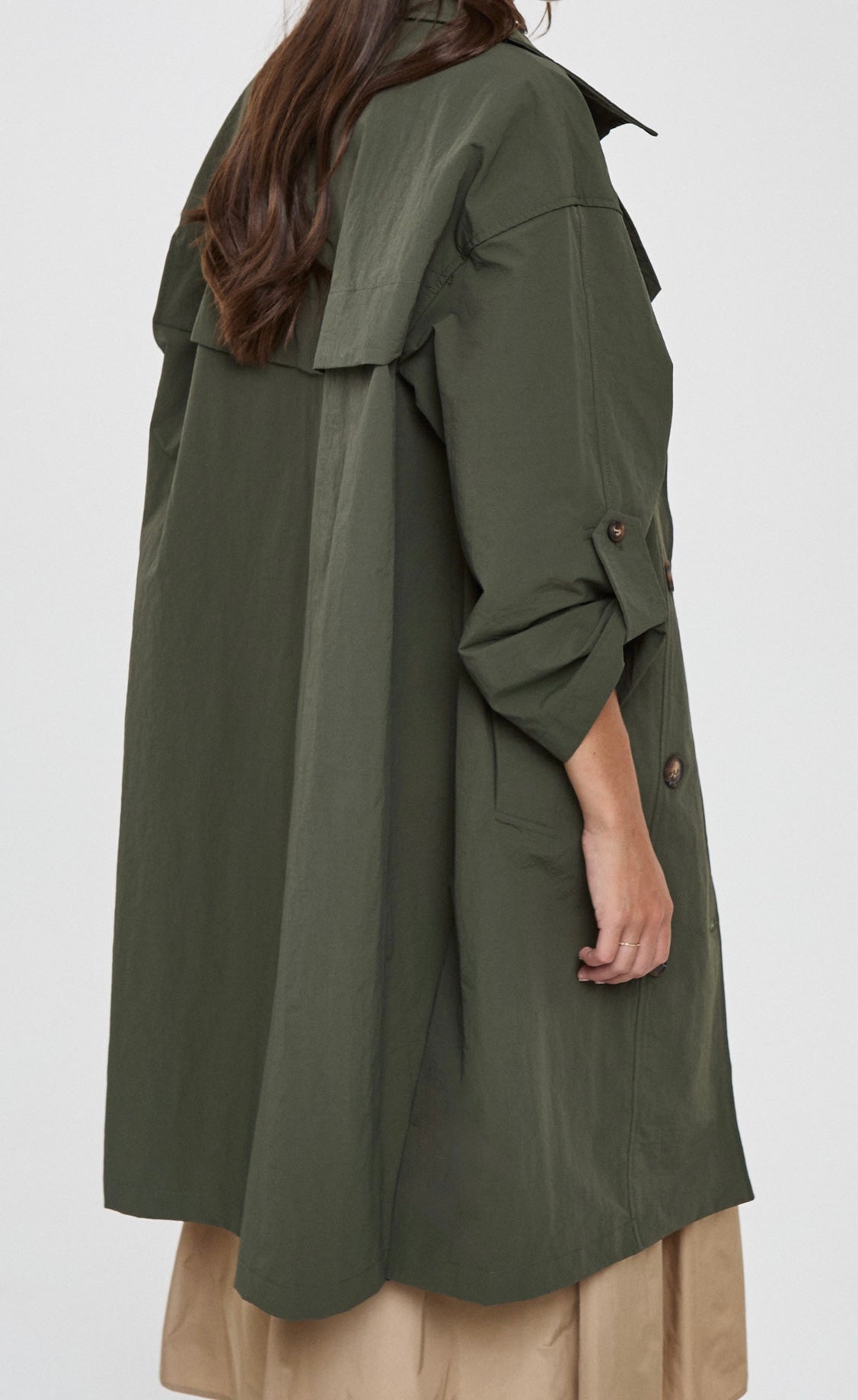 Trench large col boutonné marine beige ou kaki Let