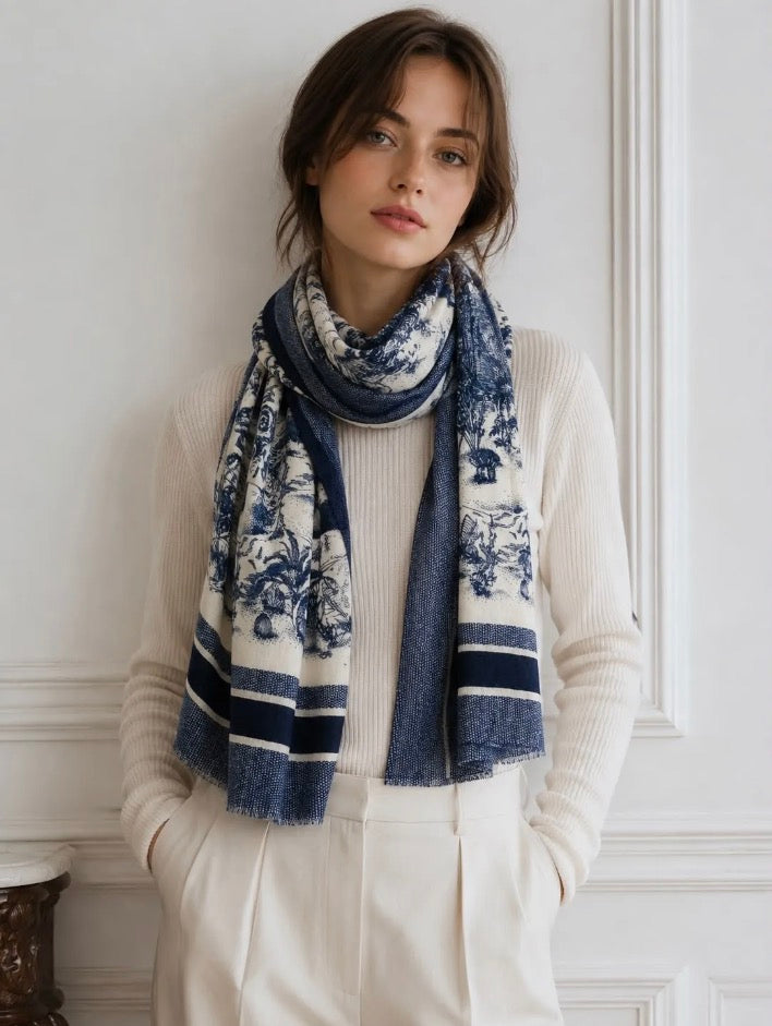 Écharpe toile de jouy
