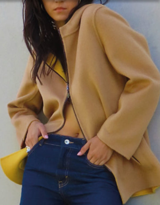 Veste à capuche réversible laine