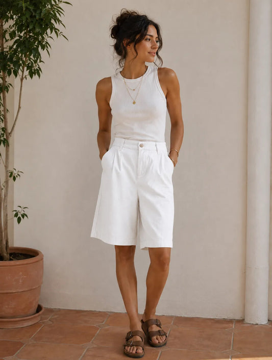 Bermuda long blanc