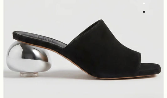 Mules daim talons Silver