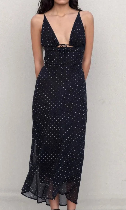 Robe noire à pois dos nu