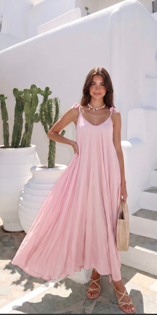 Robe longue en voile de coton doublée