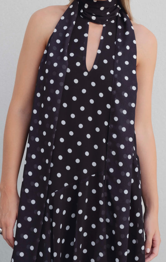 Robe noire à pois halter