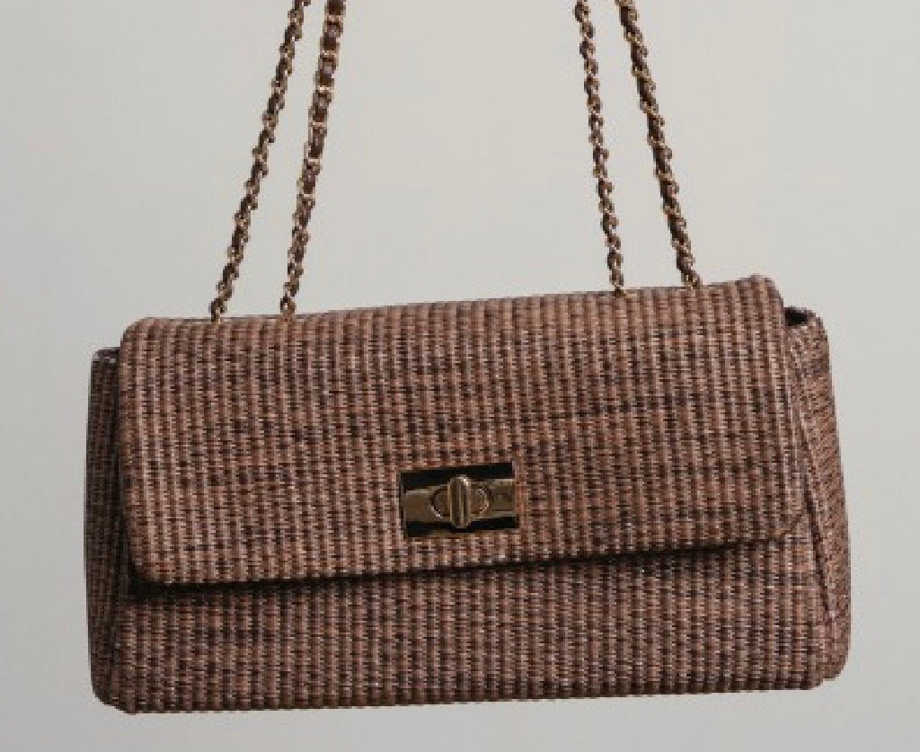 Sac à main paille et anse chaîne