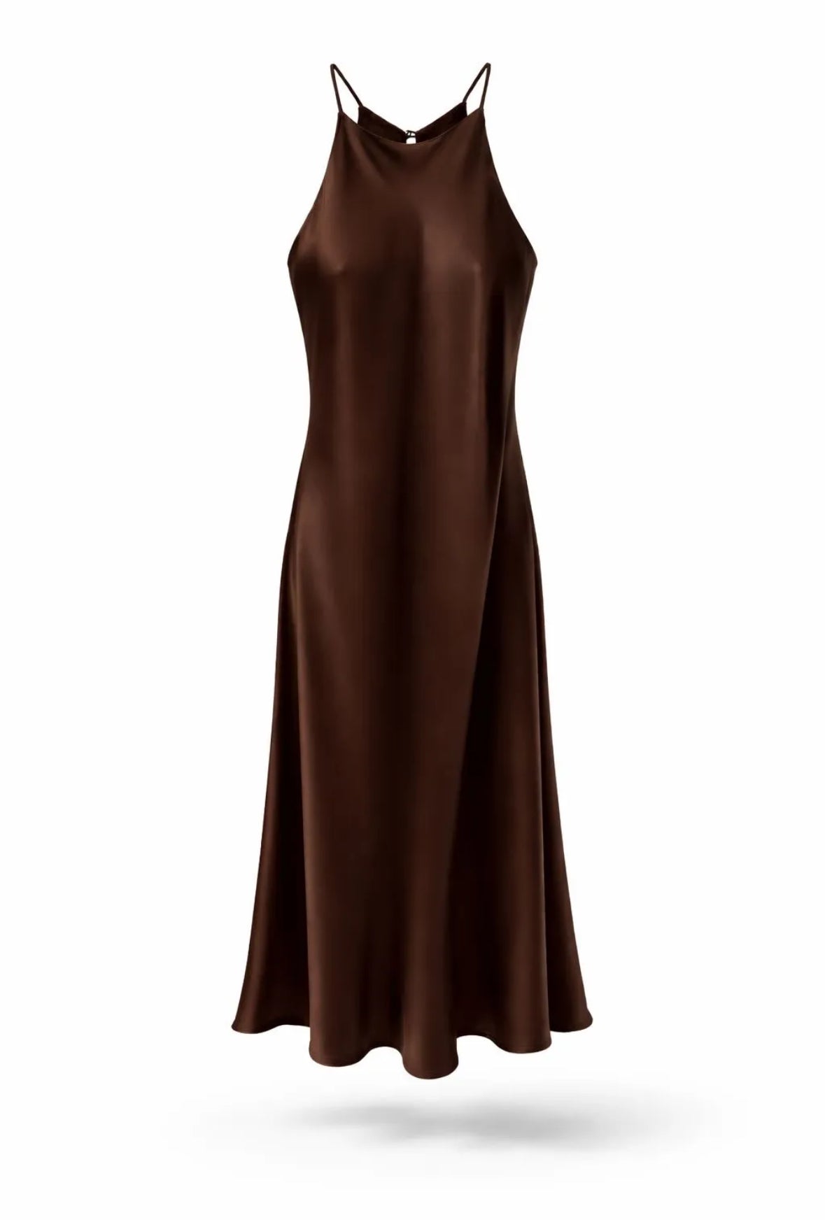 Robe longue halter en satin rouge