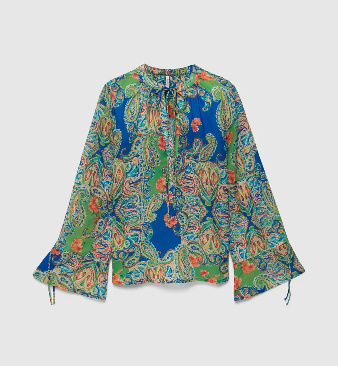 Blouse imprimée motif bleu et vert