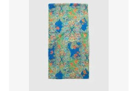 Écharpe imprimée motif bleu et vert assortie