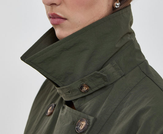 Trench large col boutonné marine beige ou kaki Let