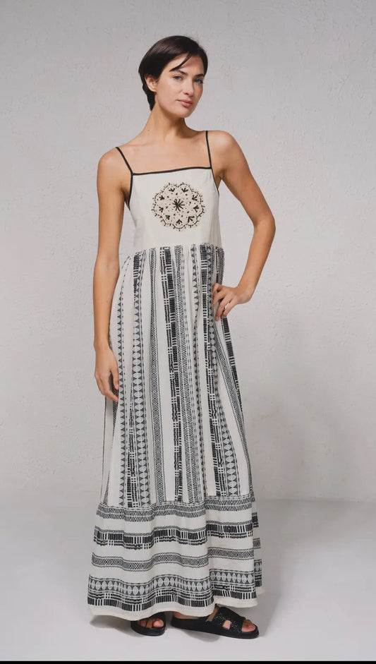 Robe rayé noir blanche longue coton SMF