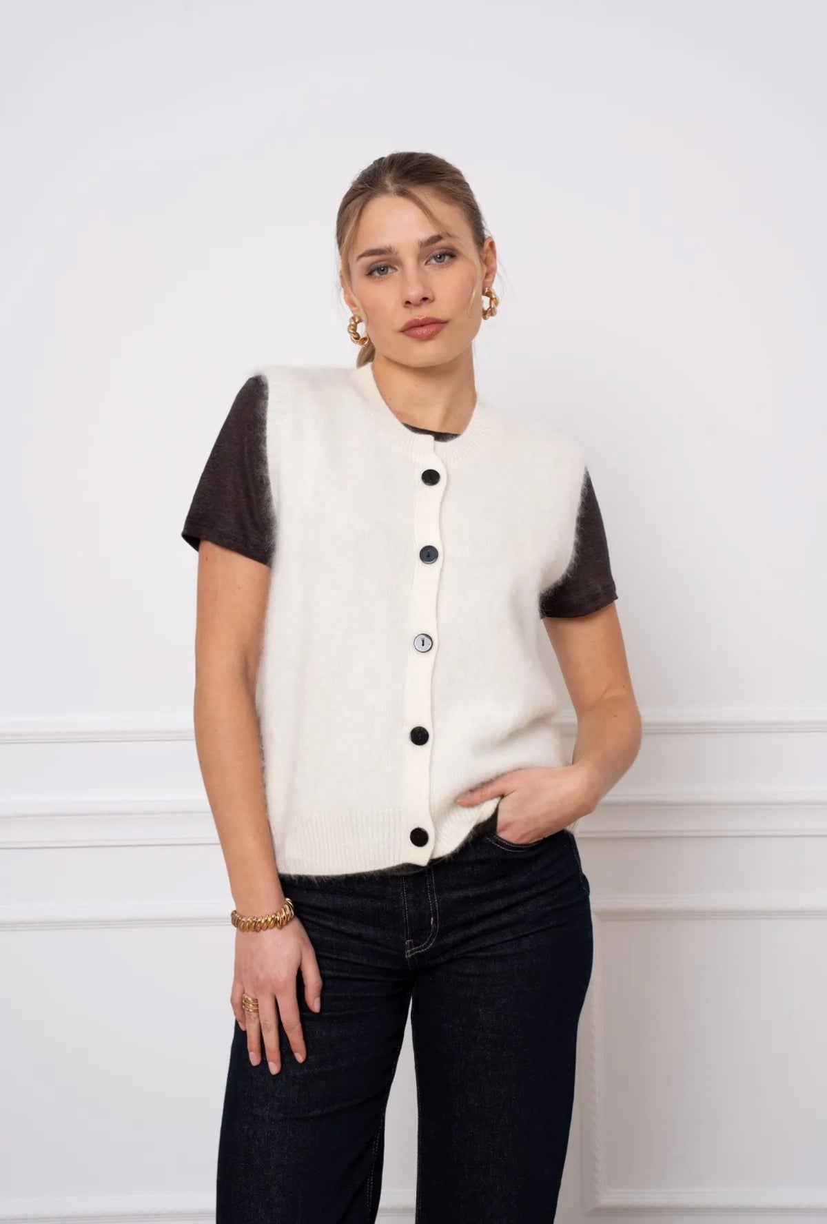 Gilet laine et cachemire brossé