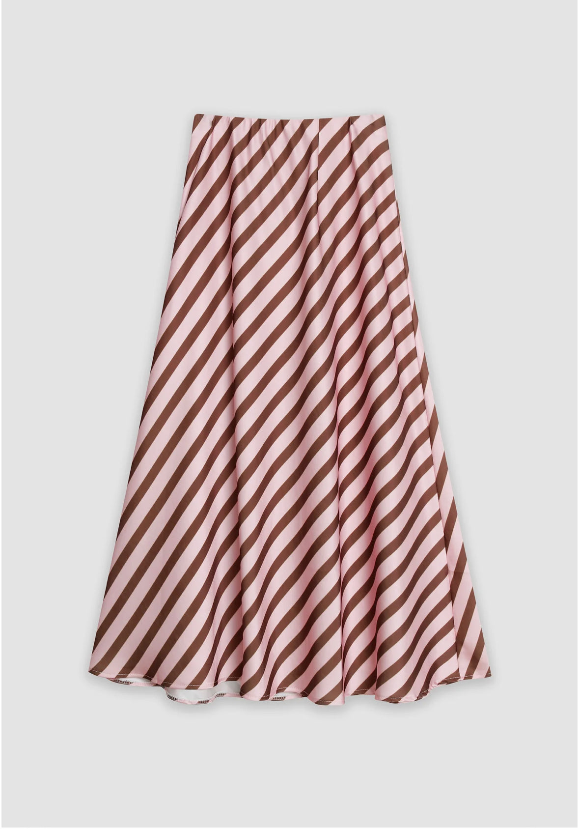 Jupe satin rayé bleu marron ou rose marron assortie