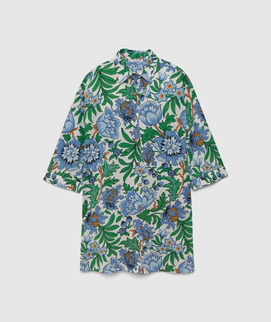 Tunique imprimée motif bleu et vert