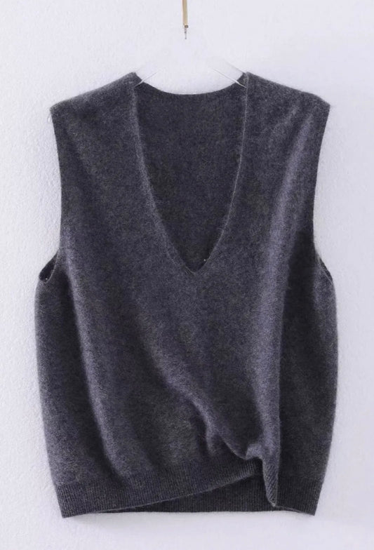 Pull sans manches laine et cachemire