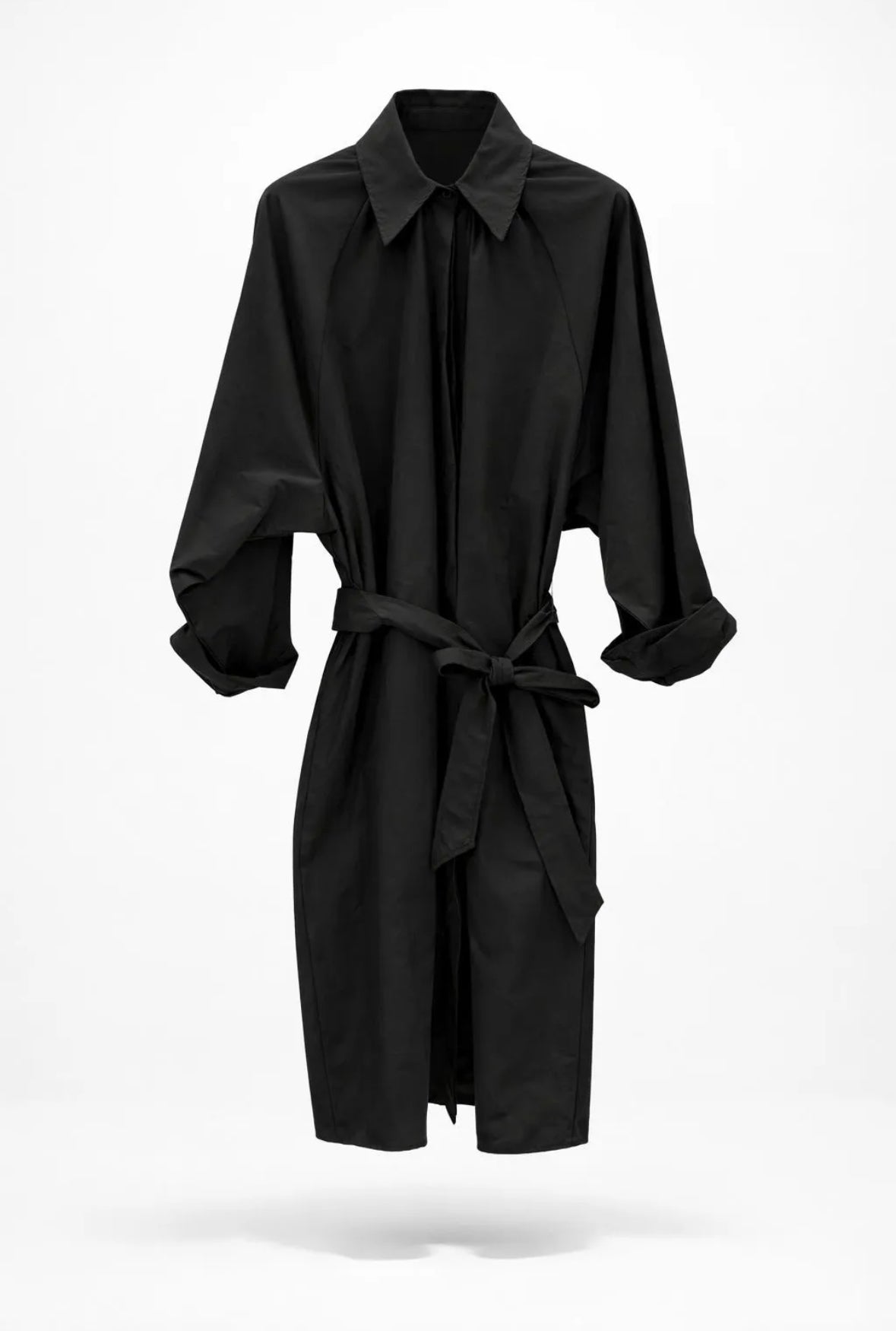 Robe chemise ceinturée noire