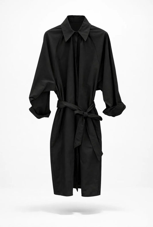 Robe chemise ceinturée noire