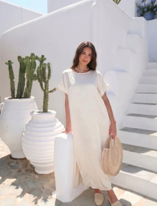 Robe longue viscose et soie