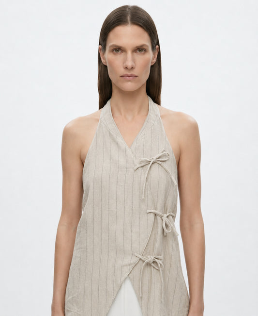 Gilet à nouer rayé