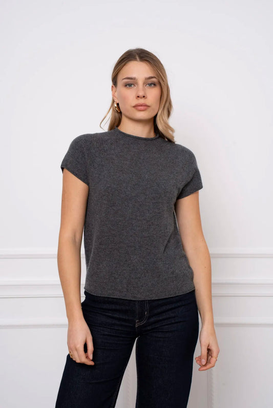 Pull cachemire manches courtes
