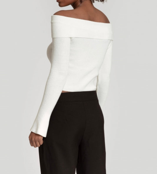 Pull Bardot maille crop