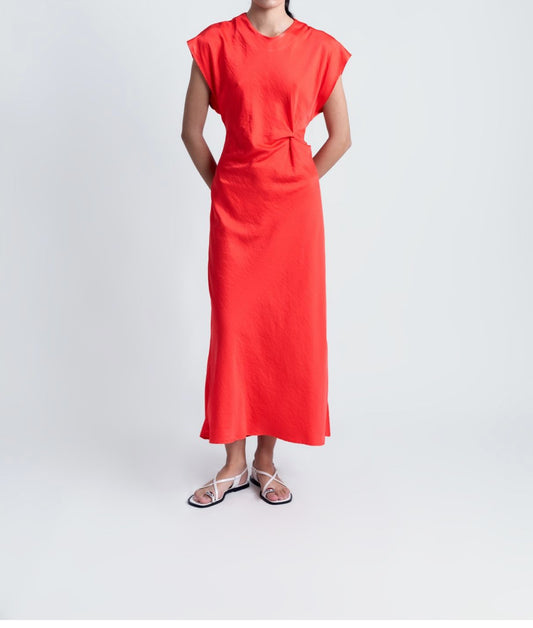 Robe nouée longue rouge
