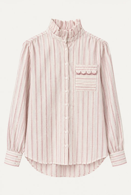 Chemise rayée col volant