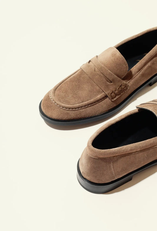 Mocassin daim taupe