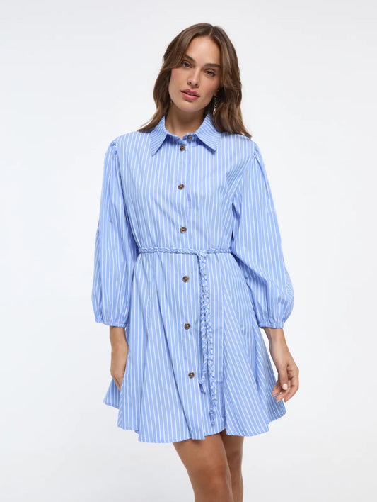 Robe chemise rayée courte